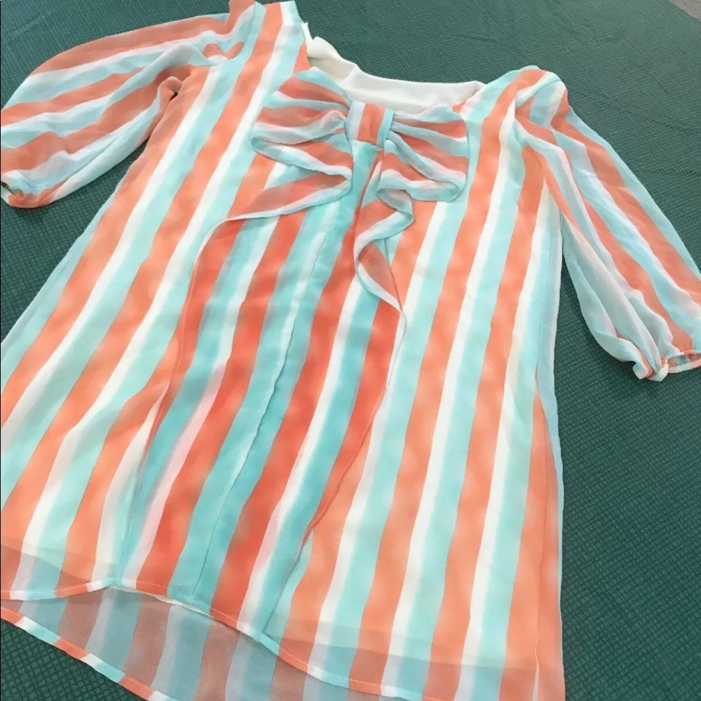 Bow back womens sheer blouse work blouse